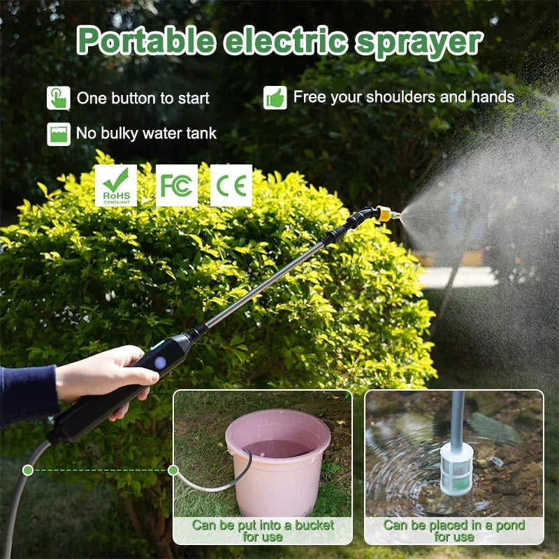 Pulverizador Elétrico com Varinha Telescópica e 3 Bicos – Verde Jardim Verde Jardim