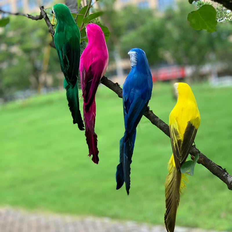 Papagaio Decorativo Realista em Pena – Enfeite Artesanal para Jardim, Mesa ou Vitrine | Verde Jardim