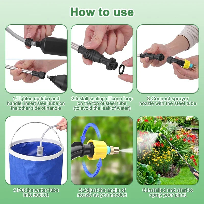 Pulverizador Elétrico com Varinha Telescópica e 3 Bicos – Verde Jardim Verde Jardim