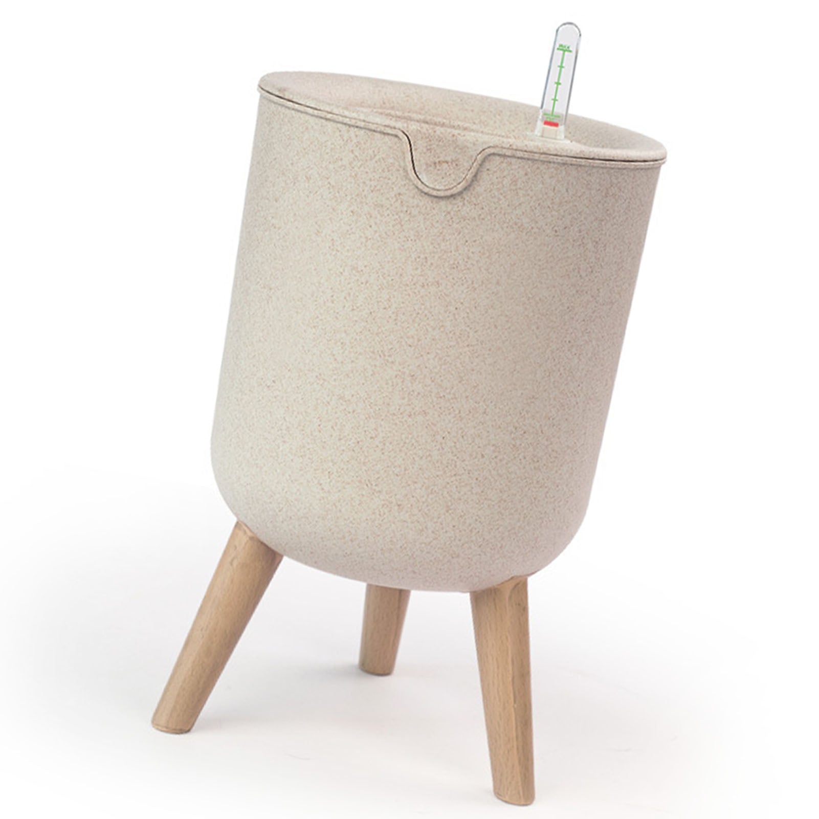 Vaso de Flores com Rega Automática – Verde Jardim | Plantador de Suculentas com Base de Madeira e Indicador de Água