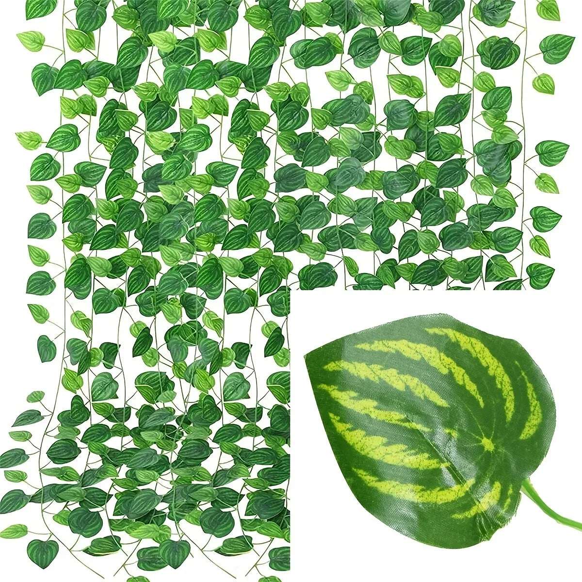Artificial Verde Hera Folha Rattan Trepadeira Folhas, Pendurado Videira Guirland