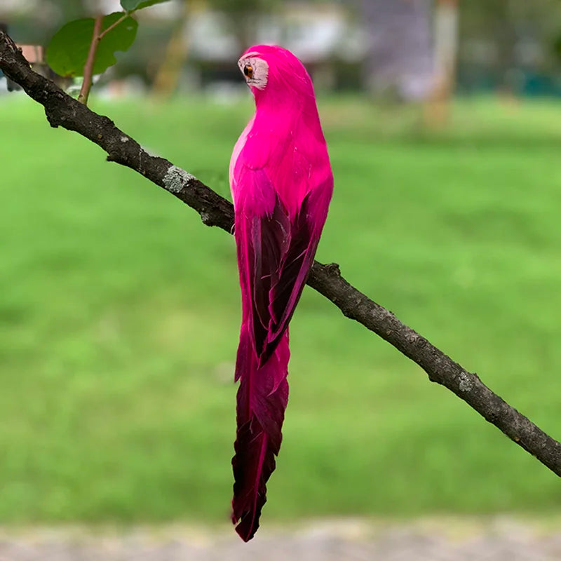 Papagaio Decorativo Realista em Pena – Enfeite Artesanal para Jardim, Mesa ou Vitrine | Verde Jardim