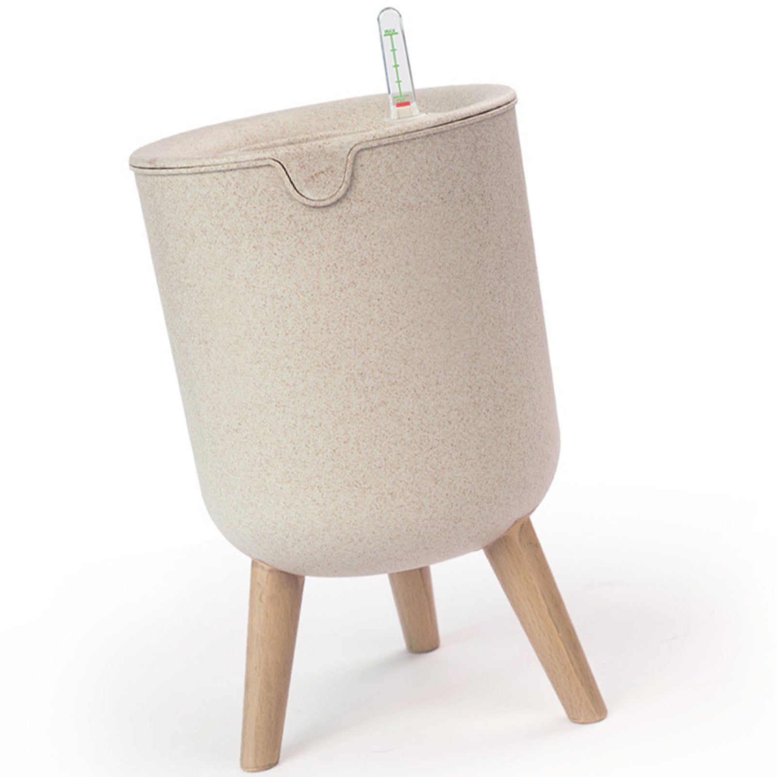 Vaso de Flores com Rega Automática – Verde Jardim | Plantador de Suculentas com Base de Madeira e Indicador de Água
