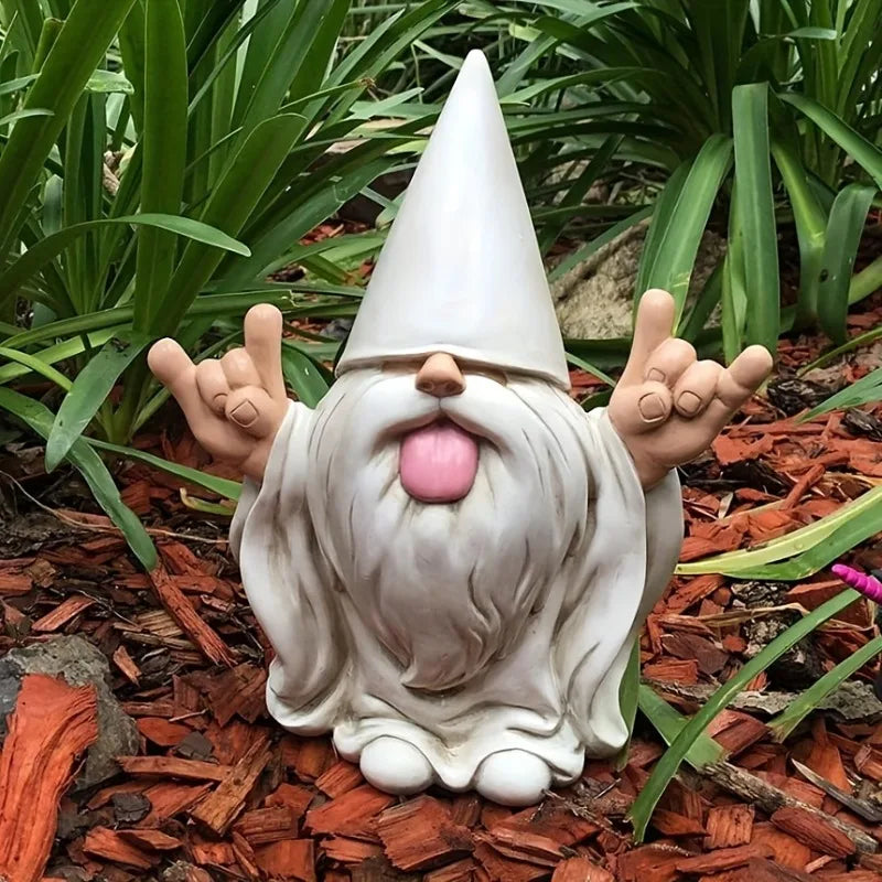 Estátua de Gnomo Rocker para Jardim - Decoração Divertida e Resistente Verde Jardim 