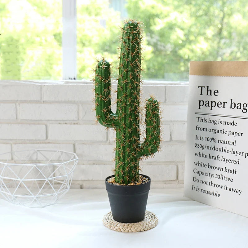 Cacto Artificial Tropical Grande 30/43cm Verde Jardim – Planta Falsa Decorativa para Interior e Exterior