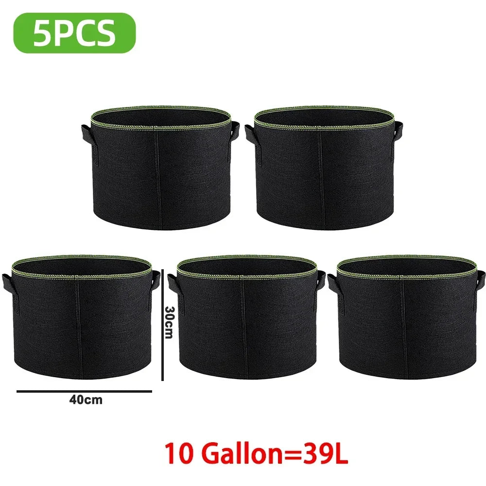 Verde Jardim - Sacos de Plantio em Feltro para Mudas, 5 Unidades (3/4/5/7/10 Galões) para Jardinagem e Hortas Domésticas Verde Jardim 