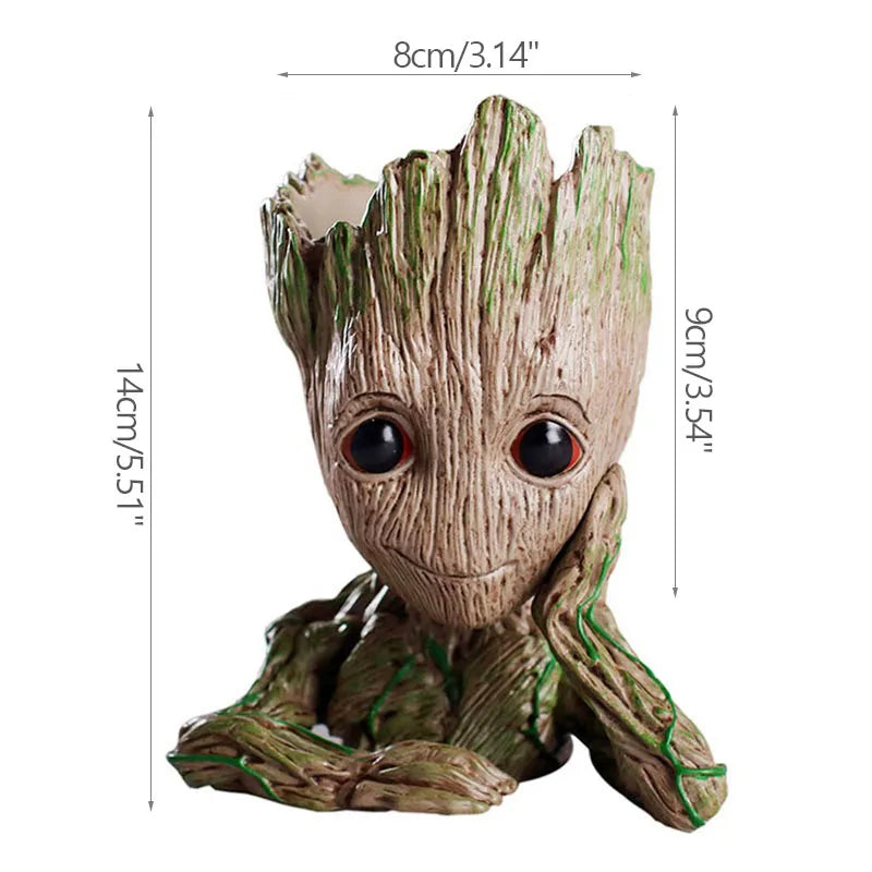 Vaso de Planta Baby Groot Verde Jardim - Vaso de Flores Cartoon para Decoração de Sala e Escritório Verde Jardim 