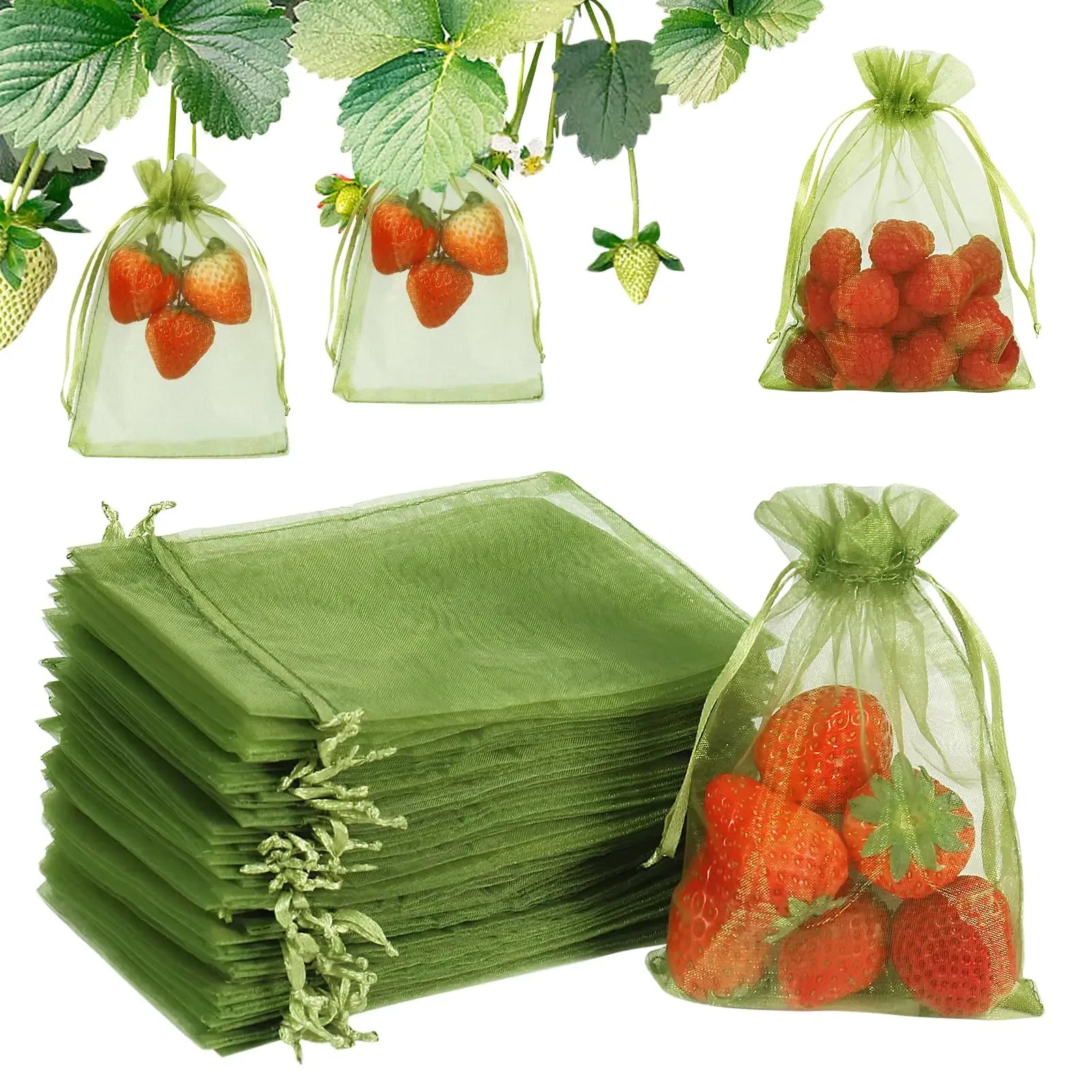 Sacos de Proteção para Uvas em Malha com Cordão – Reutilizáveis e Ecológicos para Cultivo de Frutas | Verde Jardim