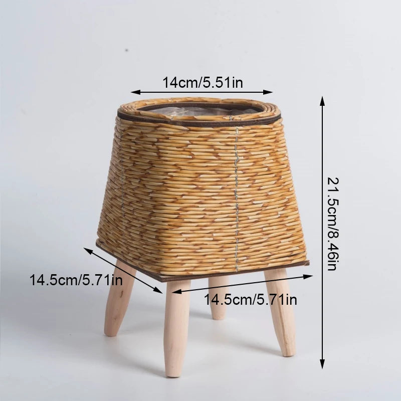 Suporte de Flores em Rattan Verde Jardim - Design Nórdico e Elegante para Seu Jardim e Sala Verde Jardim 