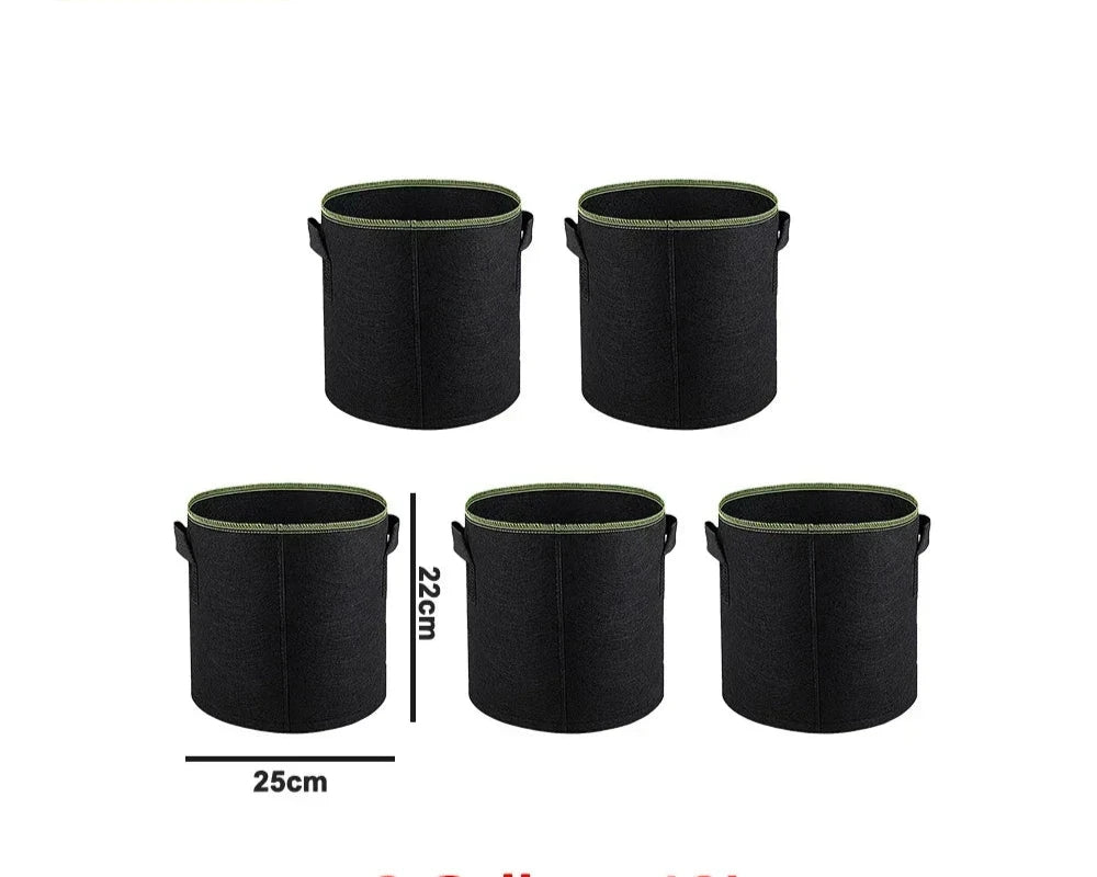 Verde Jardim - Sacos de Plantio em Feltro para Mudas, 5 Unidades (3/4/5/7/10 Galões) para Jardinagem e Hortas Domésticas Verde Jardim 