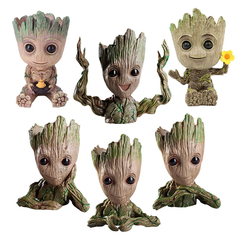 Vaso de Planta Baby Groot Verde Jardim - Vaso de Flores Cartoon para Decoração de Sala e Escritório Verde Jardim 