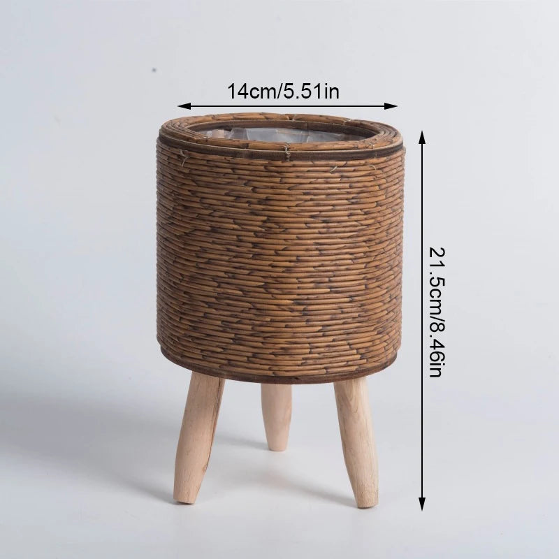Suporte de Flores em Rattan Verde Jardim - Design Nórdico e Elegante para Seu Jardim e Sala Verde Jardim 