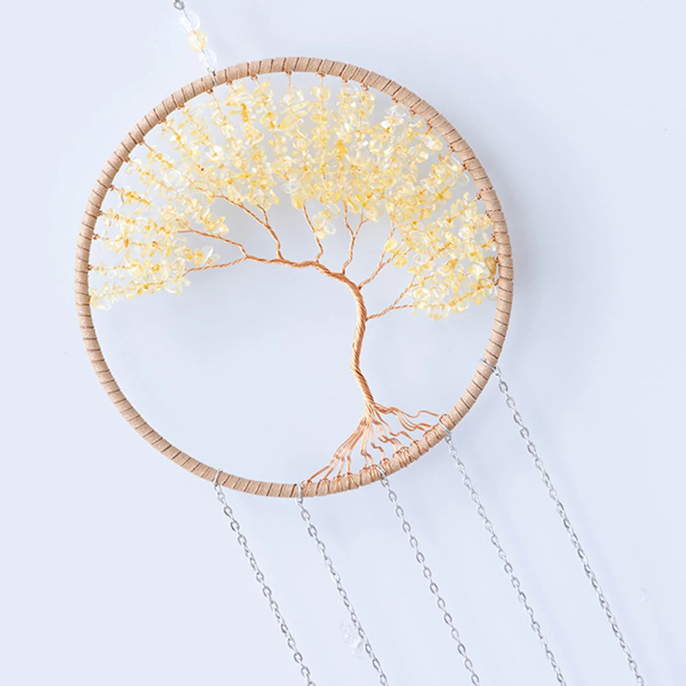Apanhador de Sonhos com Pedra de Ágata Natural – Decoração Artesanal e Boho com Tema LOVE | Verde Jardim