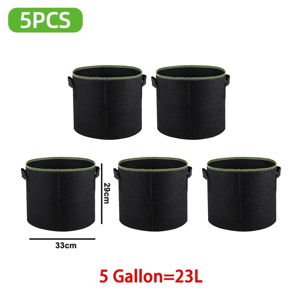 Verde Jardim - Sacos de Plantio em Feltro para Mudas, 5 Unidades (3/4/5/7/10 Galões) para Jardinagem e Hortas Domésticas Verde Jardim 
