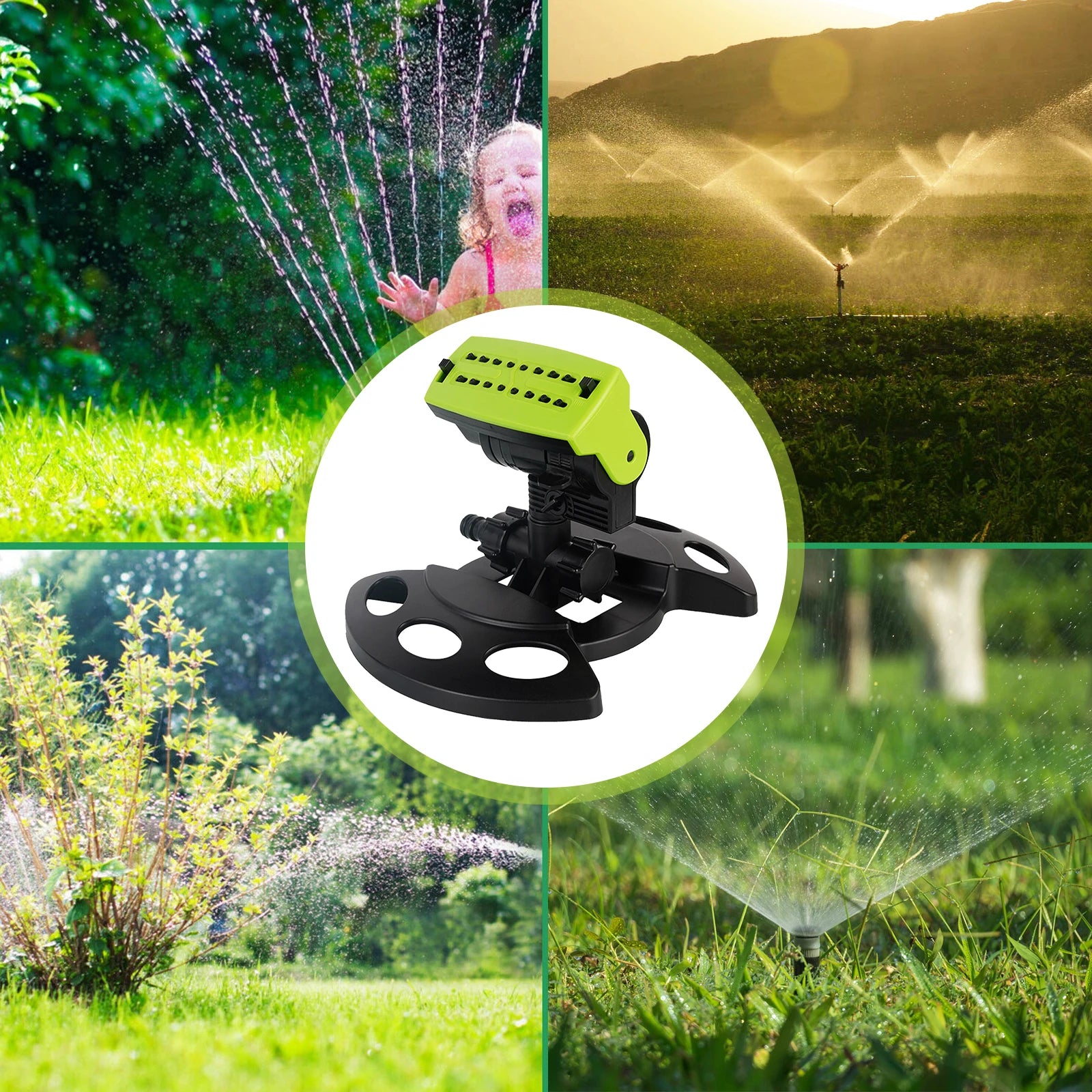 Aspersor Rotativo 360° Verde Jardim - Irrigação Eficiente e Ajustável para Jardins e Grama Verde Jardim 