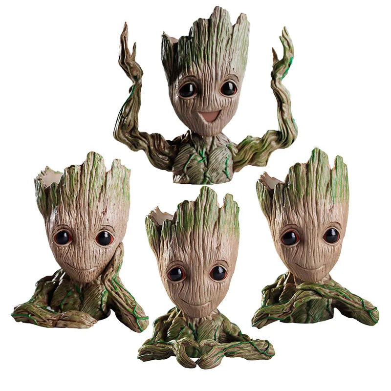 Vaso de Planta Baby Groot Verde Jardim - Vaso de Flores Cartoon para Decoração de Sala e Escritório Verde Jardim 