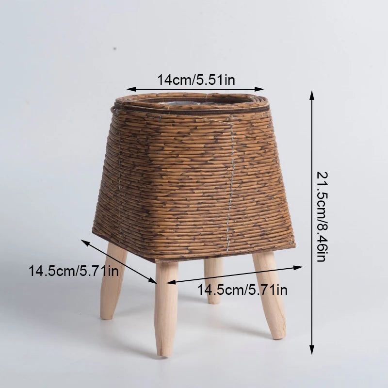 Suporte de Flores em Rattan Verde Jardim - Design Nórdico e Elegante para Seu Jardim e Sala Verde Jardim 