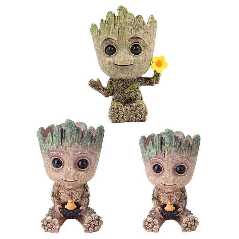 Vaso de Planta Baby Groot Verde Jardim - Vaso de Flores Cartoon para Decoração de Sala e Escritório Verde Jardim 