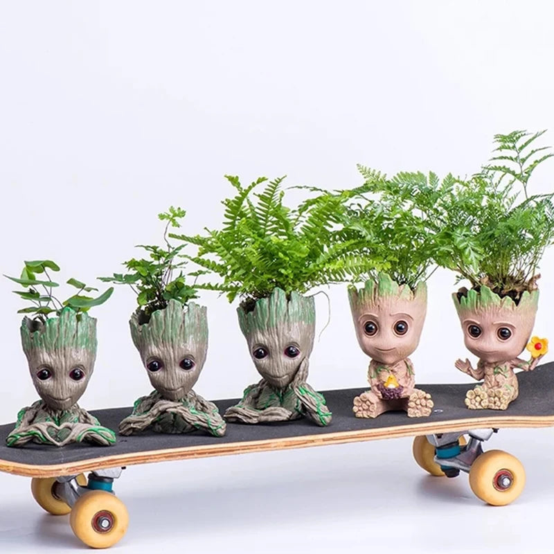 Vaso de Planta Baby Groot Verde Jardim - Vaso de Flores Cartoon para Decoração de Sala e Escritório Verde Jardim 