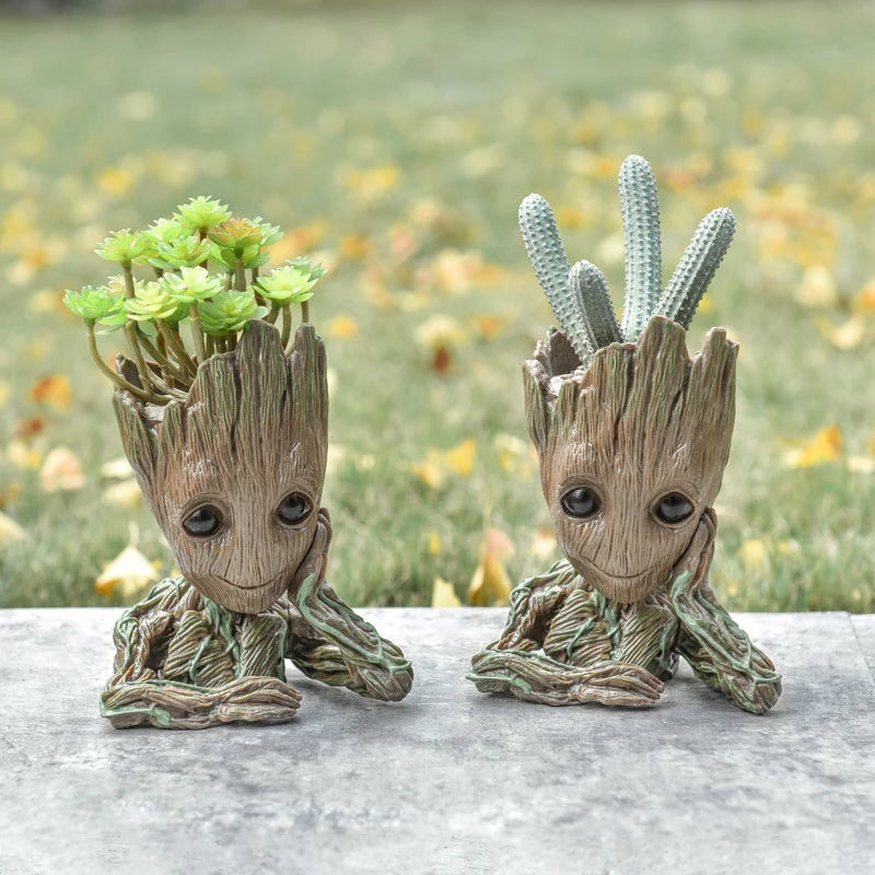 Vaso de Planta Baby Groot Verde Jardim - Vaso de Flores Cartoon para Decoração de Sala e Escritório Verde Jardim 