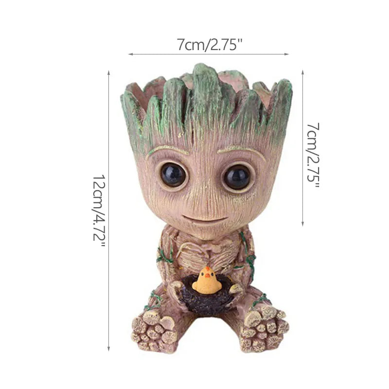 Vaso de Planta Baby Groot Verde Jardim - Vaso de Flores Cartoon para Decoração de Sala e Escritório Verde Jardim 