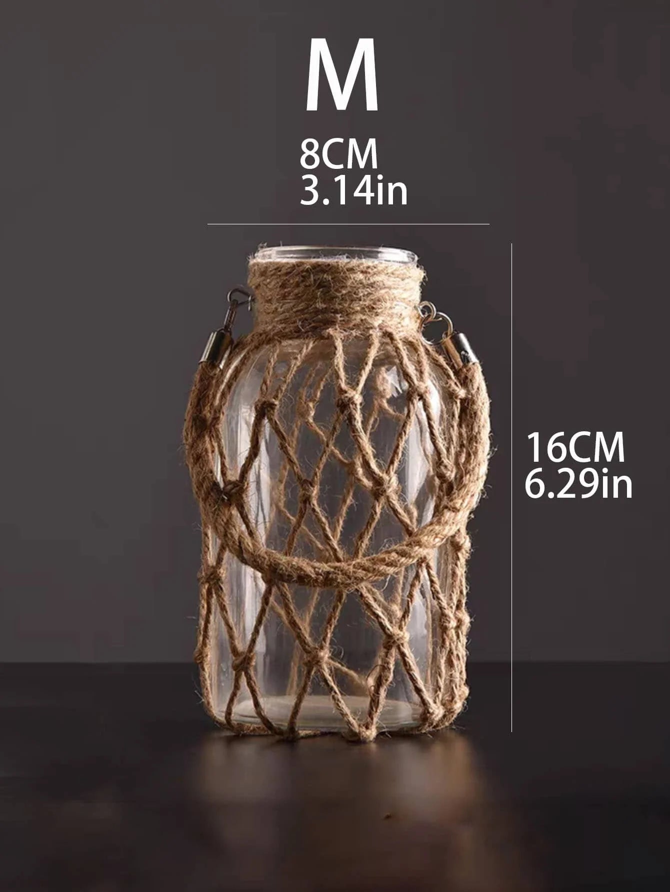 Mão tecido corda de cânhamo vaso de vidro flor seca decoração arte vaso de v Verde Jardim 