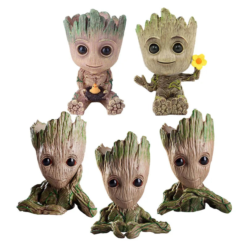 Vaso de Planta Baby Groot Verde Jardim - Vaso de Flores Cartoon para Decoração de Sala e Escritório Verde Jardim 