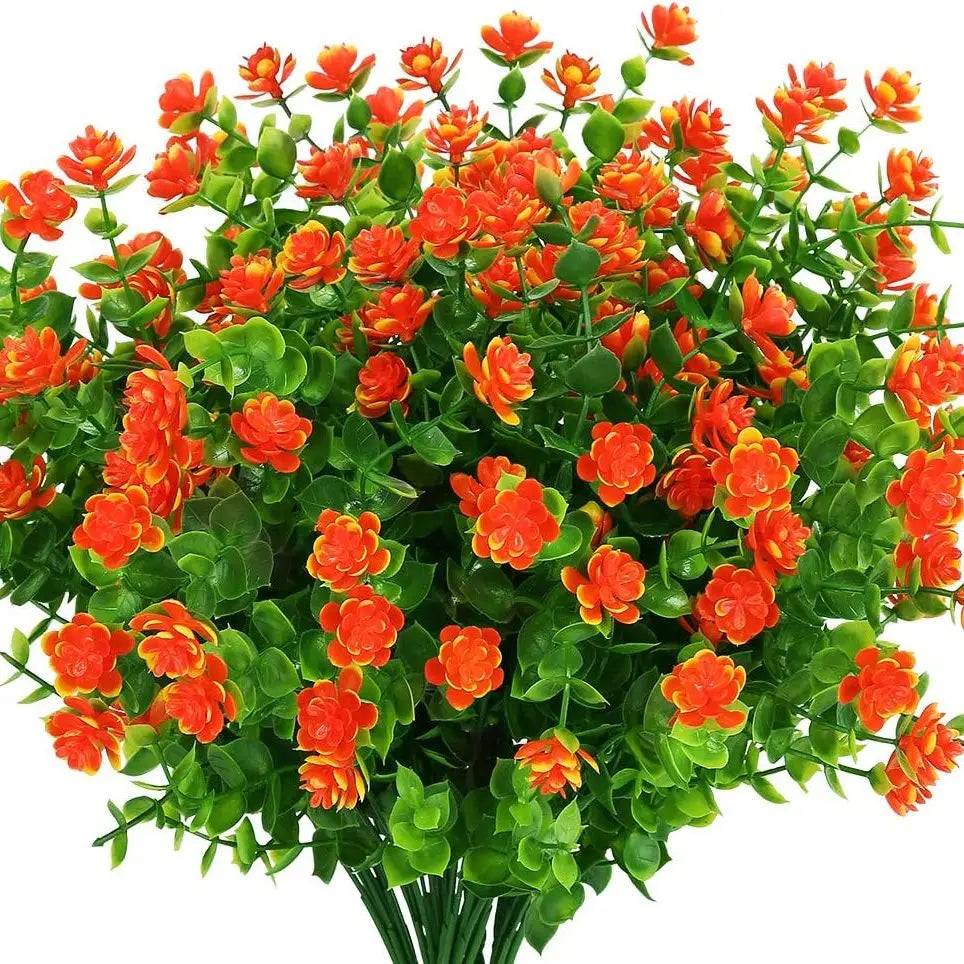 Conjunto de Ramos de Plantas Artificiais para Decoração de Interiores e Exteriores - Verde Jardim 