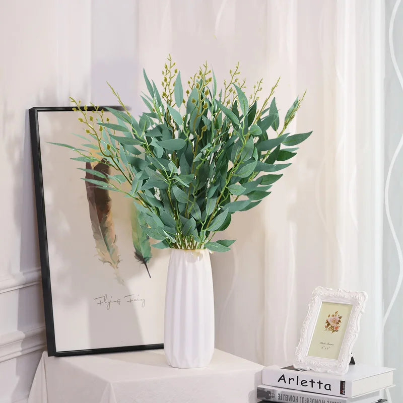 Ramo Decorativo Artificial ZQNYCY em Seda – Galho Realista para Decoração de Noivado, Mesa ou Jardim | Verde Jardim