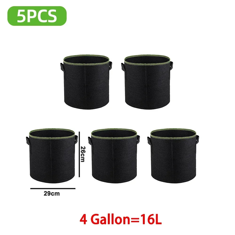 Verde Jardim - Sacos de Plantio em Feltro para Mudas, 5 Unidades (3/4/5/7/10 Galões) para Jardinagem e Hortas Domésticas Verde Jardim 