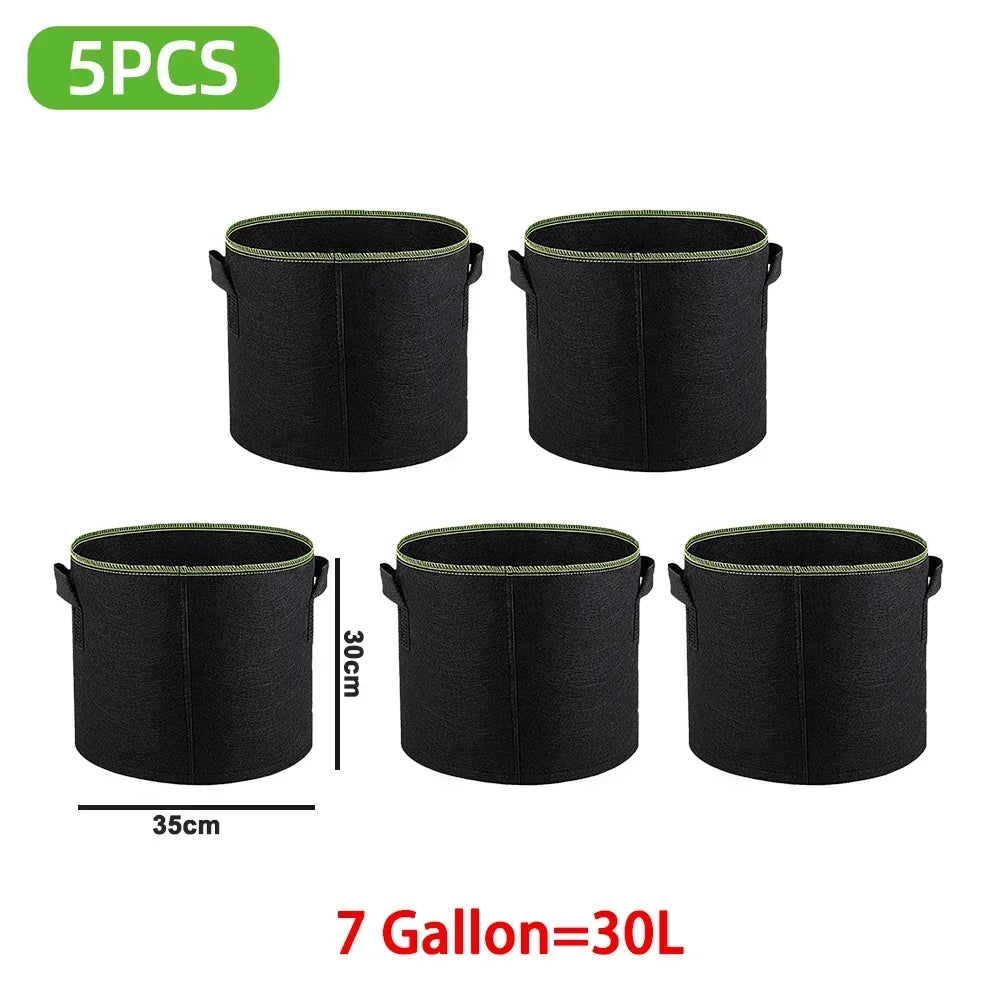 Verde Jardim - Sacos de Plantio em Feltro para Mudas, 5 Unidades (3/4/5/7/10 Galões) para Jardinagem e Hortas Domésticas Verde Jardim 