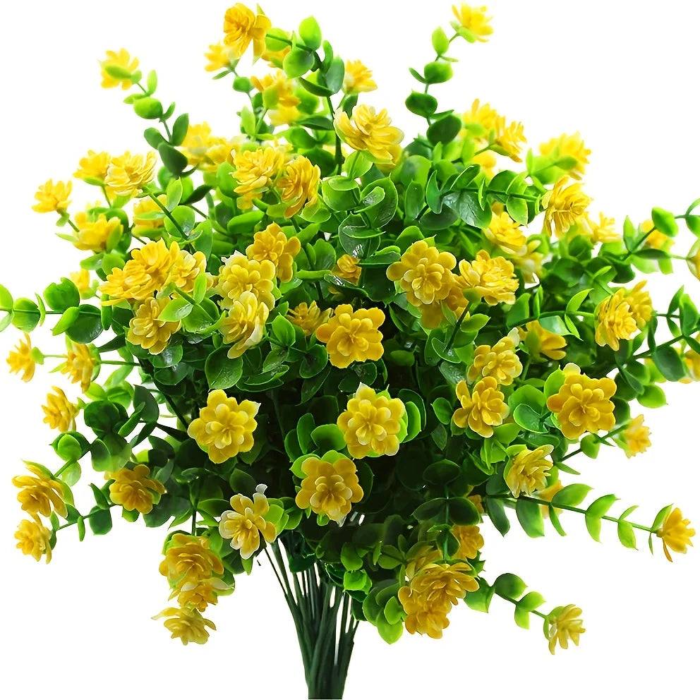 Conjunto de Ramos de Plantas Artificiais para Decoração de Interiores e Exteriores - Verde Jardim 