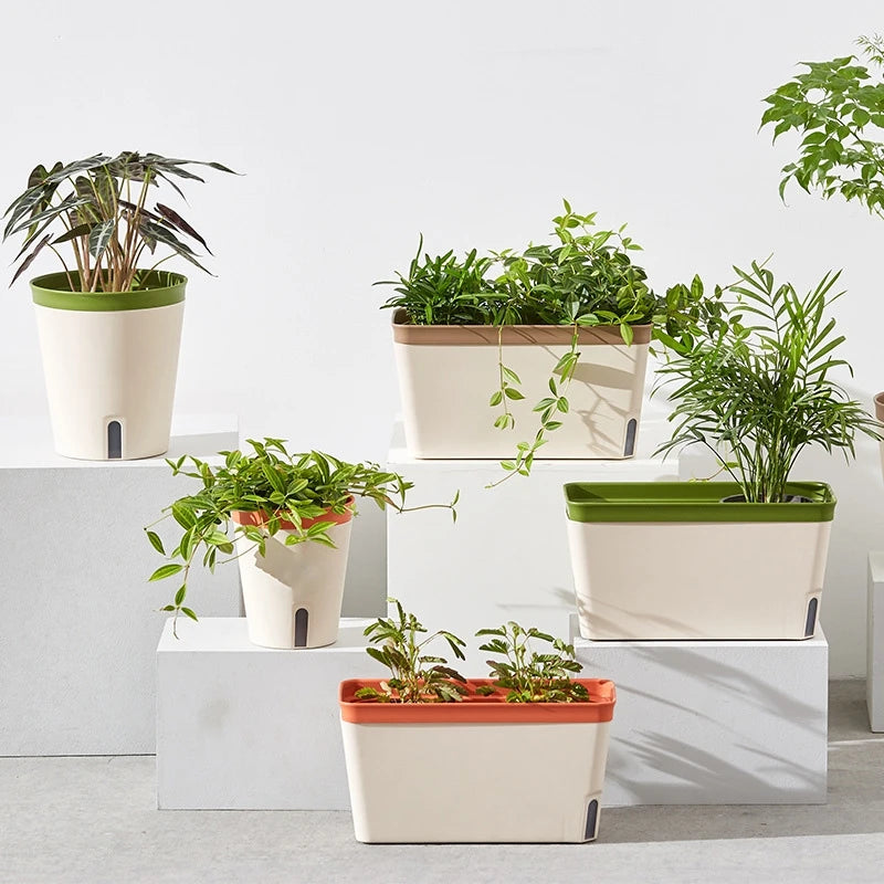 Vaso Plástico com Bandeja de Drenagem – Macetero Decorativo para Plantas, Flores e Hortas | Verde Jardim