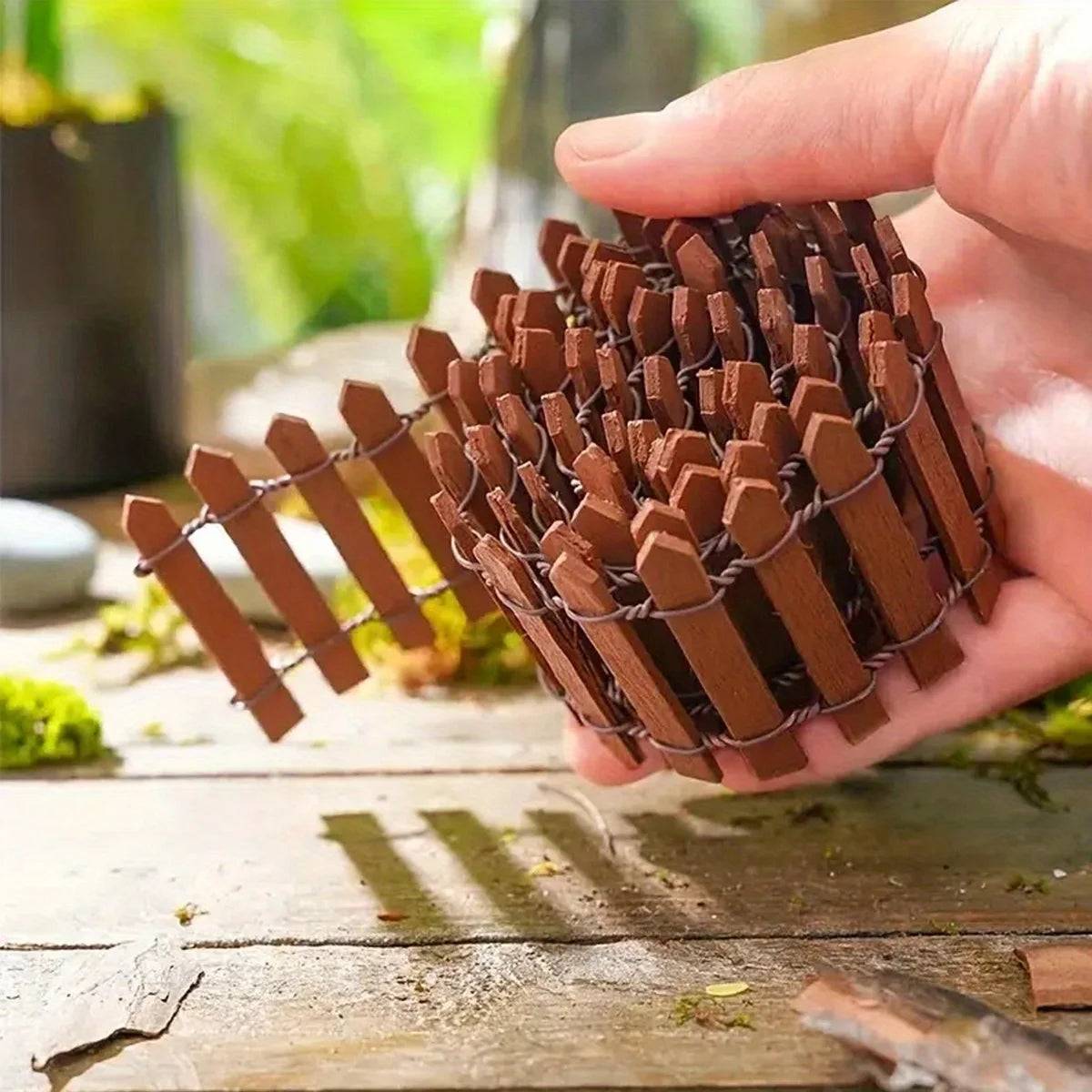 Mini Cerca de Madeira para Jardim de Fadas - Decoração DIY Verde Jardim 