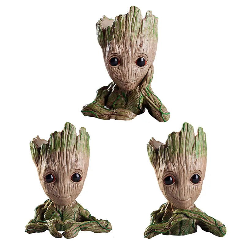 Vaso de Planta Baby Groot Verde Jardim - Vaso de Flores Cartoon para Decoração de Sala e Escritório Verde Jardim 