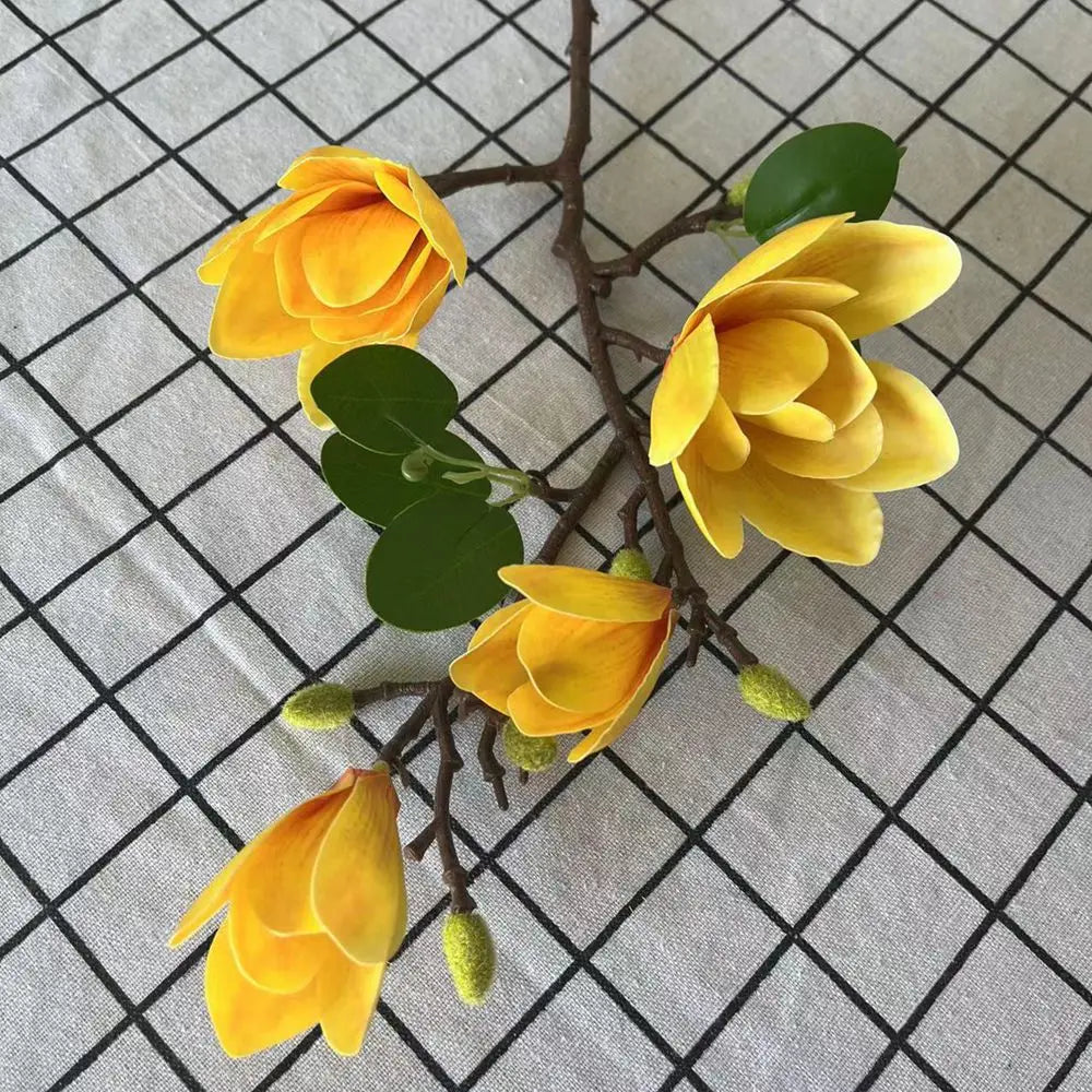 Buquê de Magnólia Artificial em Seda 45cm – Verde Jardim | Decoração para Casamento, Aniversário e Home Decor
