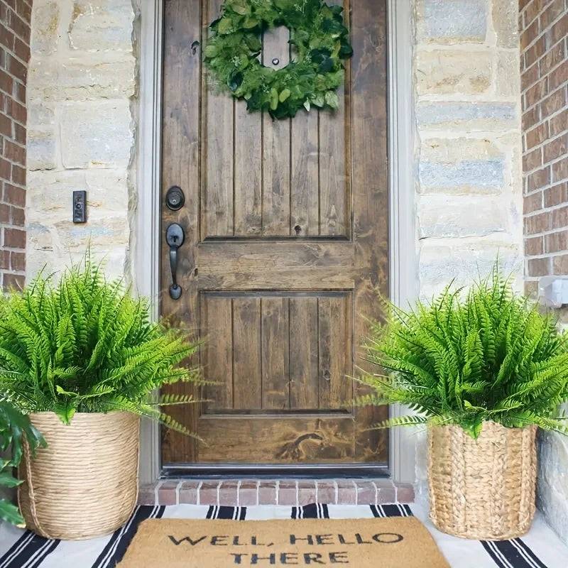 Conjunto de Ramos de Plantas Artificiais para Decoração de Interiores e Exteriores - Verde Jardim 