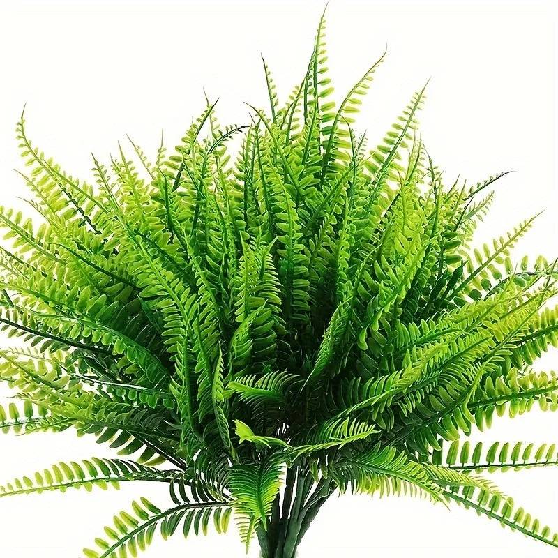 Conjunto de Ramos de Plantas Artificiais para Decoração de Interiores e Exteriores - Verde Jardim 