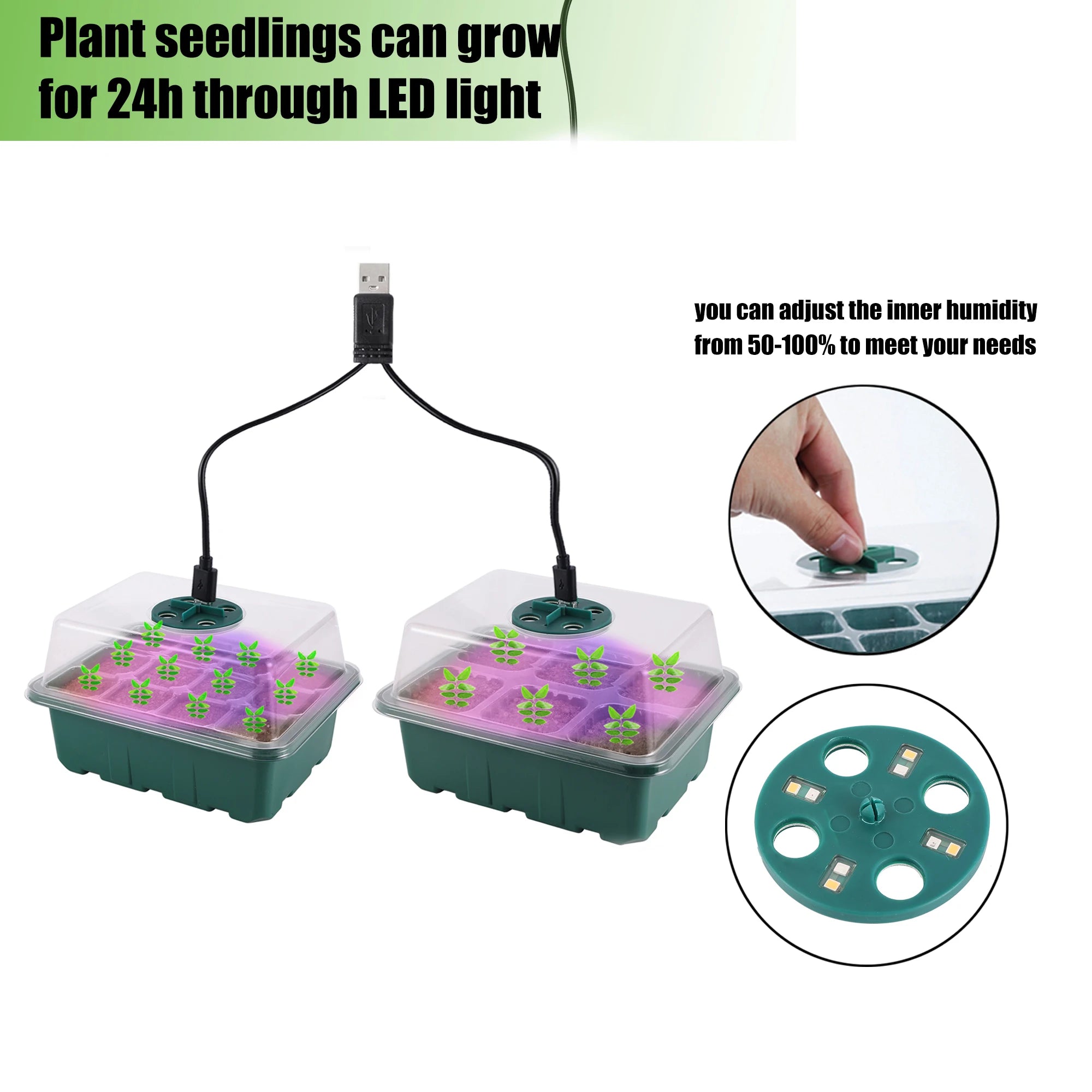 Kit de Germinação com Luz de Crescimento – Seed Starter Box Verde Jardim Verde Jardim 