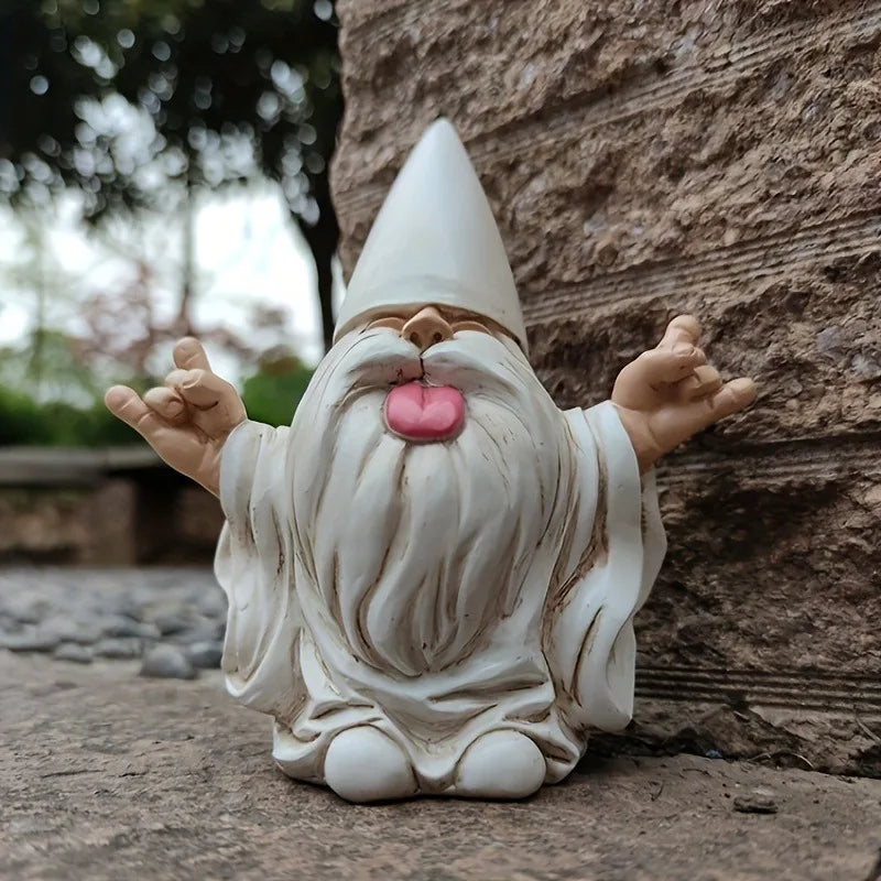 Estátua de Gnomo Rocker para Jardim - Decoração Divertida e Resistente Verde Jardim 