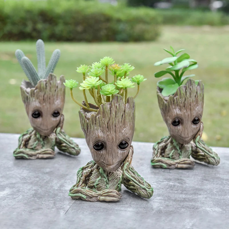 Vaso de Planta Baby Groot Verde Jardim - Vaso de Flores Cartoon para Decoração de Sala e Escritório Verde Jardim 
